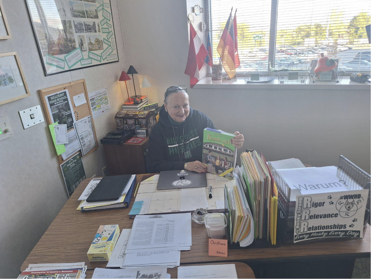 Frau Adams Sitting at her desk
